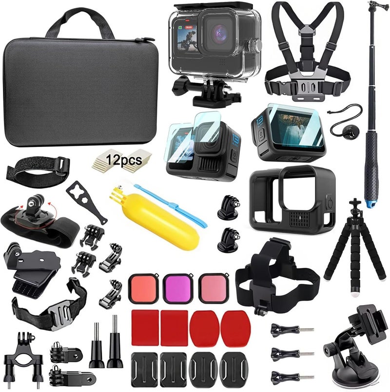 Accessories Kit for Gopro Hero 13 Black Waterproof Housing Silicone Case Glass Screen Protector Bundle for Go pro Gopro13 Hero13 Action Camera - Image 1