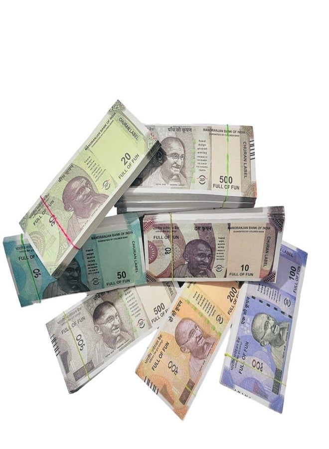 LASERBOT NAKLI Currency (6 X 50 =300 Each) for Kids Denomination Learning Money 10 | 20 | 50 | 100 | 200 | 500 Artificial Playing Currency, Learn Money Skills, Fake Money, Dummy Note- Multi Color (300) - Image 5