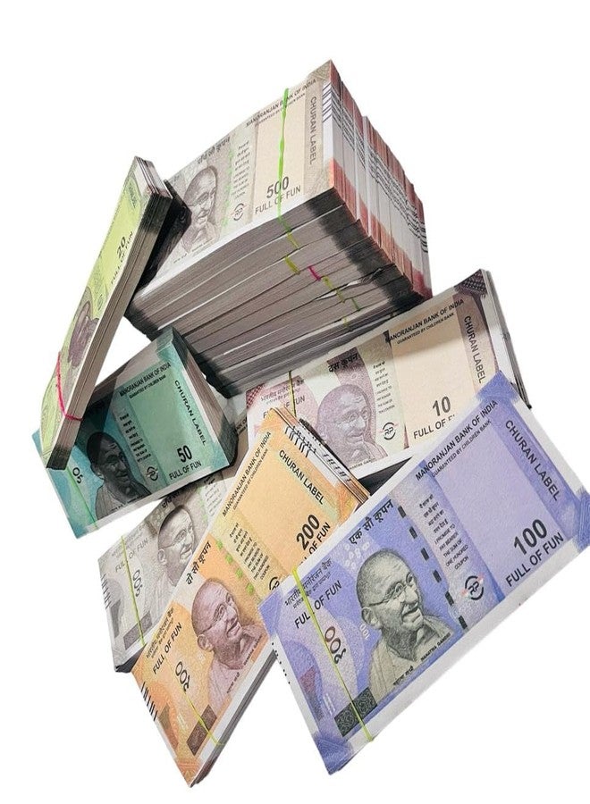 LASERBOT NAKLI Currency (6 X 50 =300 Each) for Kids Denomination Learning Money 10 | 20 | 50 | 100 | 200 | 500 Artificial Playing Currency, Learn Money Skills, Fake Money, Dummy Note- Multi Color (300) - Image 3
