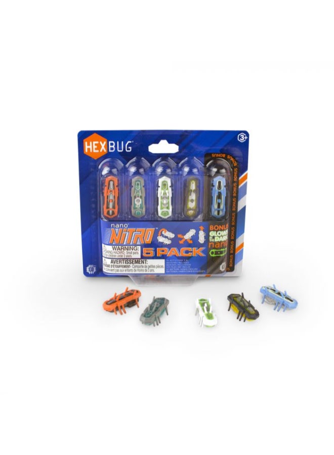 Hex Bug HEXBUG Nano Nitro 5 Pack, Sensory Cat & Kids Toy with Vibration Technology, STEM Kits & Mini Robot Toys for Kids Ages 3 & Up, Batteries Included, Multicolor - Image 1