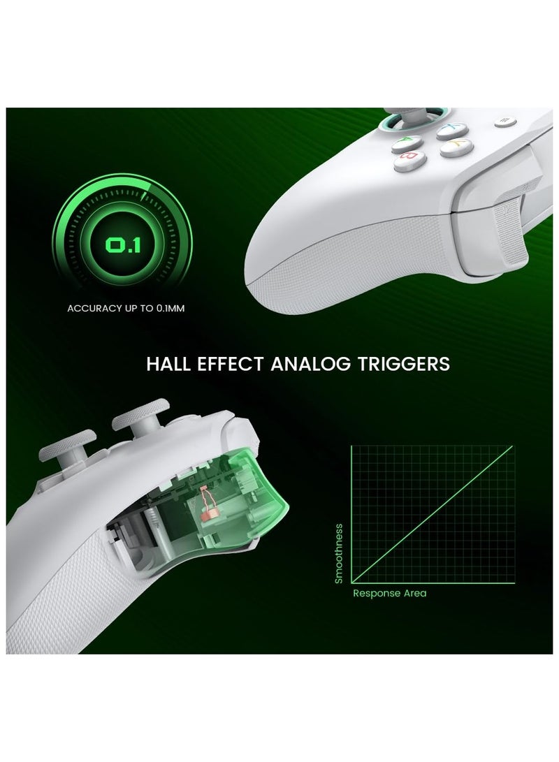 جيم سير جهاز تحكم ألعاب كلاسيكي GameSir G7se سلكي لجهاز Xbox Series X/S، Xbox One، ويندوز 10/11، توصيل ولعب مع عصي تحكم بتقنية Hall/زناد Hall باللون الأبيض - Image 3