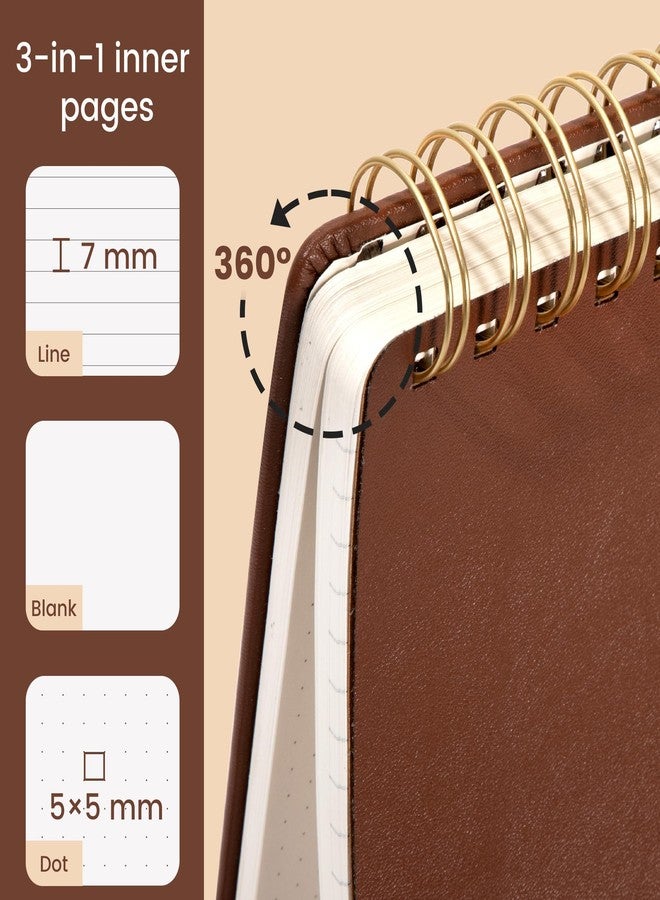 Yoment Top Spiral Notebook Journal 240 Sheets Leather Notebooks for Work 5x7 Top Bound Spiral Notebook for Writing, Travel, Work and School, Brown - Image 4