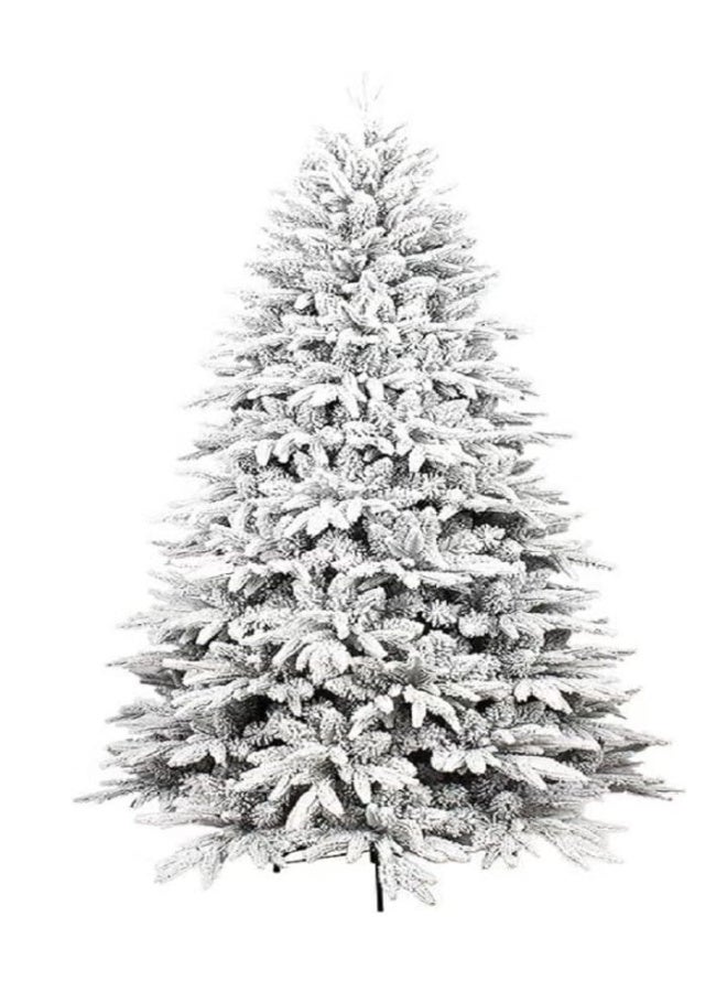 White Christmas Tree Snow 7ft NIBEMINENT Flocked Spruce Snowy Holiday Xmas Tree for Home and Office 210cm Tall with 1100 Full Branches Tips,Easy Assembly,Metal Stand - Image 1