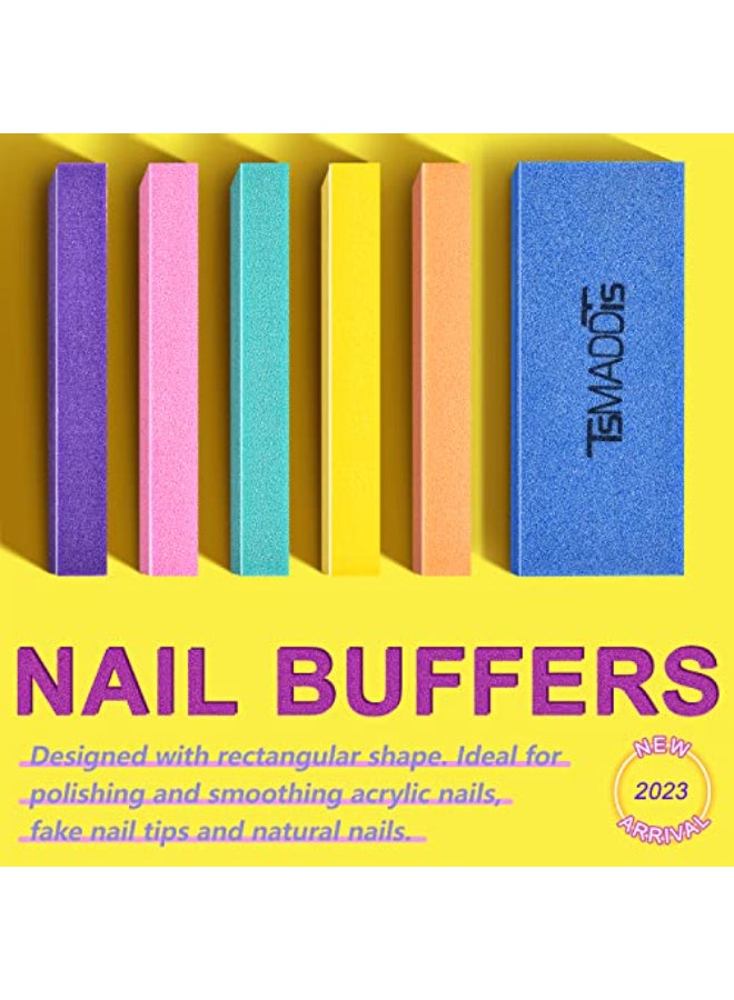 TsMADDTs Nail Files and Buffers Set with 6 pcs Rectangular Buffers and 6 pcs Black 100 180 Grit Files Professional Nail Care Tools Kit for Women and Girls - Image 3