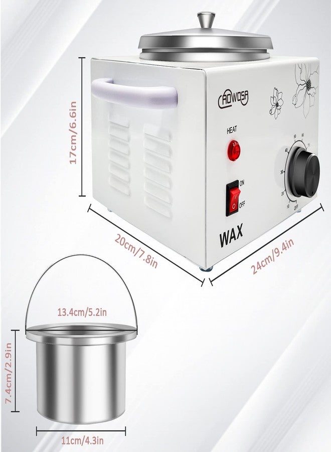 AOWOSA Professional Waxing Kit Wax Warmer Single Pot Wax Heater Machine for Hair Removal, Large Waxing Pot with Non-Stick Easy Clean Pot, 50 Sticks & 20 Collar, for Spa Salon Beauty Esthetician Home(White) - Image 5