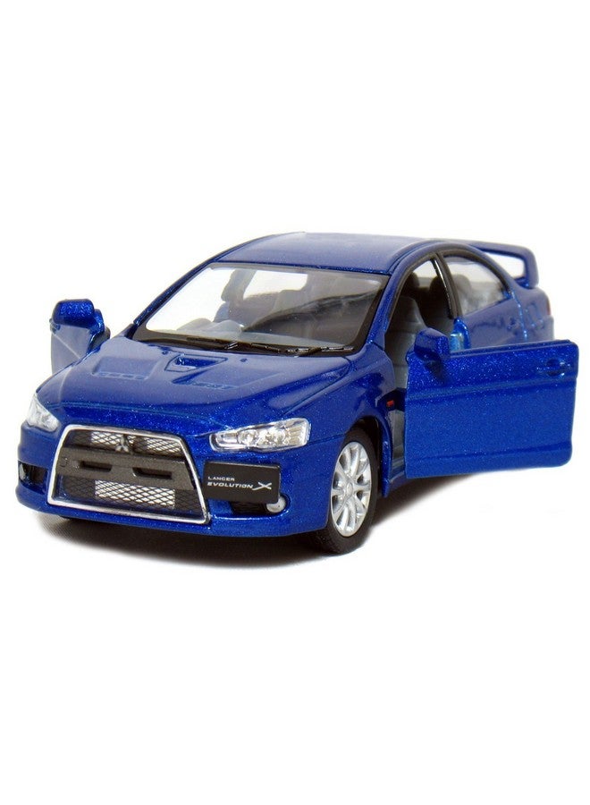 KiNSMART 2008 Mitsubishi Lancer Evolution X 1:36 Scale 5" Blue - Image 4