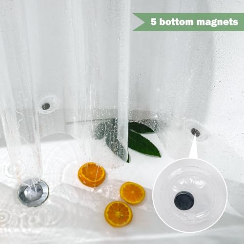 UFRIDAY Clear Shower Curtain Liner, PEVA Bathroom Curtain Liner with 5 Magnets, Waterproof Transparent Curtain for Bathroomfor Home or Hotel, 72 x 72 Inches - Image 5