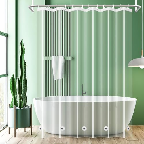 UFRIDAY Clear Shower Curtain Liner, PEVA Bathroom Curtain Liner with 5 Magnets, Waterproof Transparent Curtain for Bathroomfor Home or Hotel, 72 x 72 Inches - Image 1