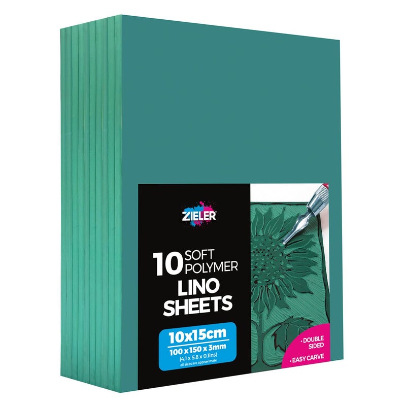 ZIELER 100mm x 150mm x 3mm Soft Cut Lino Printing Bloc Sheets 394 x 59 x 012 Pack of 10 - Image 2