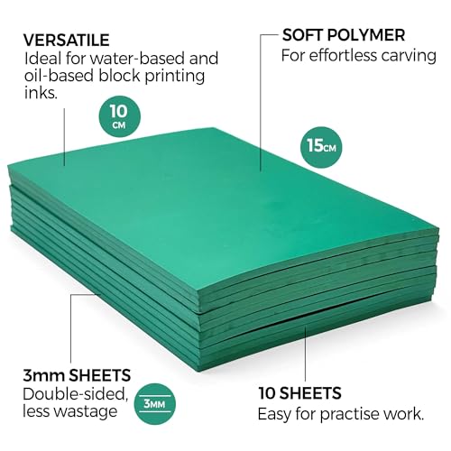 ZIELER 100mm x 150mm x 3mm Soft Cut Lino Printing Bloc Sheets 394 x 59 x 012 Pack of 10 - Image 3