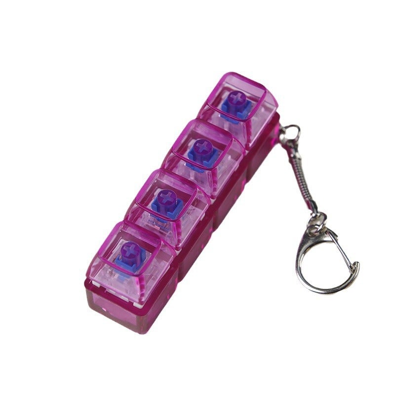 PC fully transparent material decompression shaft tester press sound crisp 2 holes 3 holes 4 holes key chain with light transparent cap 4-hole purple transparent with light * 1 