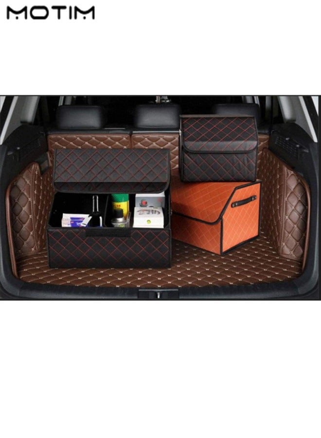 Motim Car Trunk Organizer And Storage Box, 30*30*30 CM, Collapsible Leather Trunk Cargo Organizer, Dust-proof Waterproof Leather Boot Case Car Organizer, Can Be Folded, Perfect for SUV Auto Vehicle - Image 3