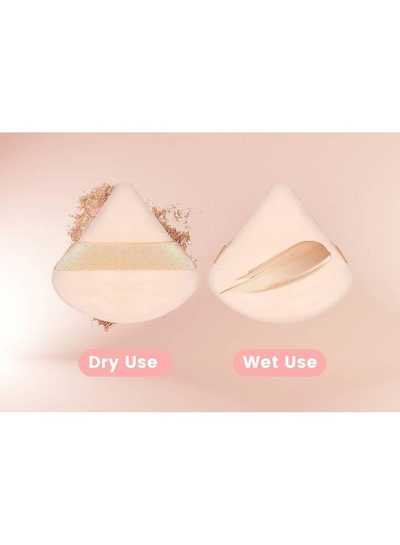 PRO 6 Pieces Powder Puff For Loose & Cosmetic Face Makeup Velour Soft Triangle Wet Dry Cosmetic Foundation Sponge Makeup Tool (Pink) - Image 2