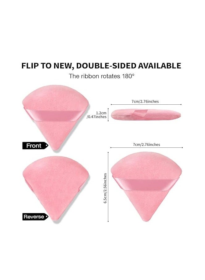 PRO 6 Pieces Powder Puff For Loose & Cosmetic Face Makeup Velour Soft Triangle Wet Dry Cosmetic Foundation Sponge Makeup Tool (Pink) - Image 4
