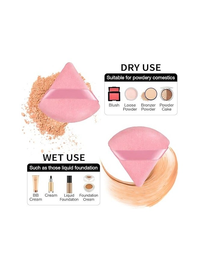 PRO 6 Pieces Powder Puff For Loose & Cosmetic Face Makeup Velour Soft Triangle Wet Dry Cosmetic Foundation Sponge Makeup Tool (Pink) - Image 5