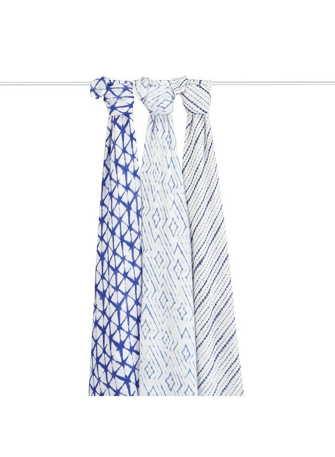 aden + anais Silky Soft Swaddle Blanket,100% Bamboo Viscose Muslin Blankets For Girls & Boys, Baby Receiving Swaddles, Ideal Newborn & Infant Swaddling Set, 3 Pack, Indigo Shibori - Image 2