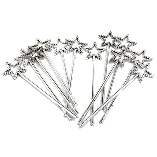 Rhode Island Novelty Mini Sequin Star Wands | Silver | Pack of 12 - Image 1