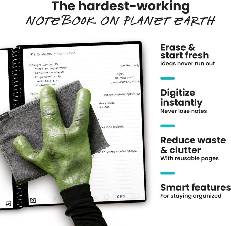 Rocketbook New Core Reusable Spiral Notebook, Letter Size 8.5x11, Green - Lined Pages, App-Connected, Erasable, Durable Cover, Ideal for School, Work, and Creative Projects - Image 4