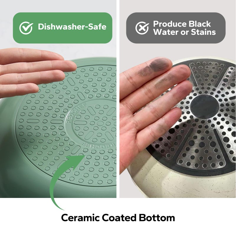 Redchef Ceramic Non Stick Egg Pans, Nonstick Frying Pan Skillet, 8 inch Cooking Pan Non Toxic with Stay Cool Handle for Induction, PTFE & PFAS & PFOA Free, Dishwasher/Oven Safe (Green) - Image 3