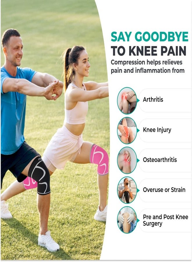 Modvel Compression Knee Brace for Women & Men - 2 Pack Knee Brace for Women Running Knee Pain, Knee Support Compression Sleeve, Workout Sports Knee Braces for Meniscus Tear ACL & Arthritis Pain Relief - Image 3