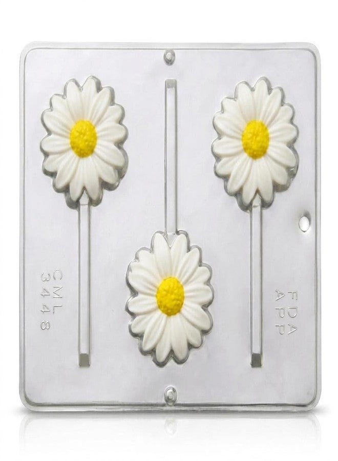 Lollipops Daisy Flower Lollipop Chocolate Candy Mold 3448, 3 Cavities, Each Cavity 2 3/4" x 3" Inches - Image 1