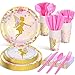 Meanplan 168 Pcs Fairy Party Supplies Fairy Plates and Napkins Fairies Tableware Set Plate Napkins Cups Knives Fork Spoon for Birthday Baby Shower Fairies Enchanted Party Decorations Serves 24 Guests - Image 4
