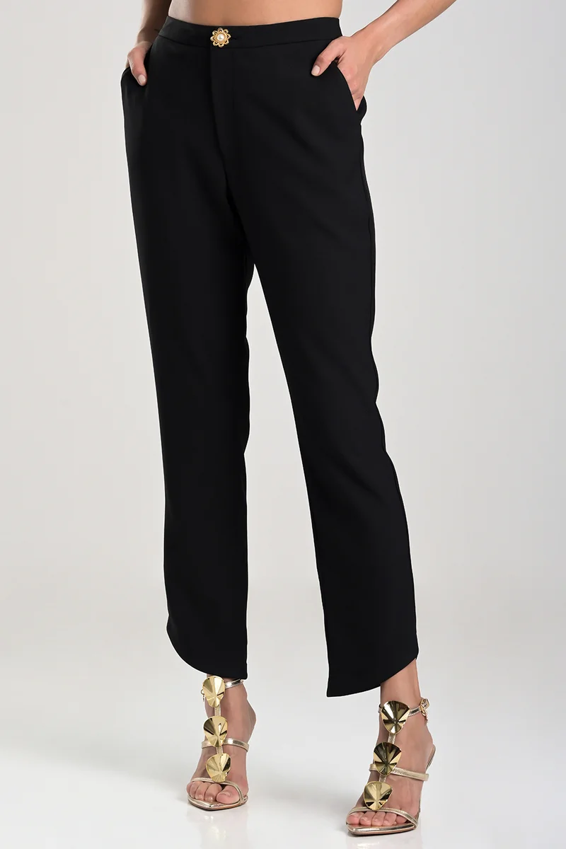 Tailored Pants with Distinctive Hem in Black