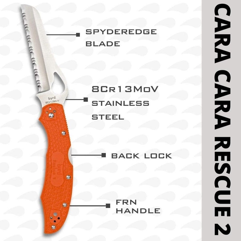 Spyderco سكين بيرد كارا كارا 2 خفيفة الوزن مع شفرة من الفولاذ المقاوم للصدأ بطول 3.88" وشكل خروف ومقبض FRN برتقالي عالي الأداء - سبايدر إيدج - BY17SOR2 - Image 3