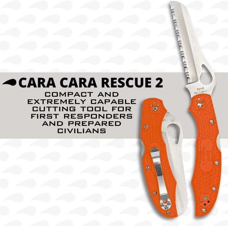 Spyderco سكين بيرد كارا كارا 2 خفيفة الوزن مع شفرة من الفولاذ المقاوم للصدأ بطول 3.88" وشكل خروف ومقبض FRN برتقالي عالي الأداء - سبايدر إيدج - BY17SOR2 - Image 2
