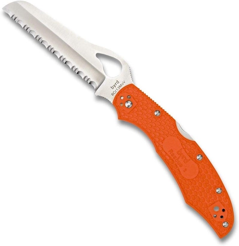 Spyderco سكين بيرد كارا كارا 2 خفيفة الوزن مع شفرة من الفولاذ المقاوم للصدأ بطول 3.88" وشكل خروف ومقبض FRN برتقالي عالي الأداء - سبايدر إيدج - BY17SOR2 - Image 1