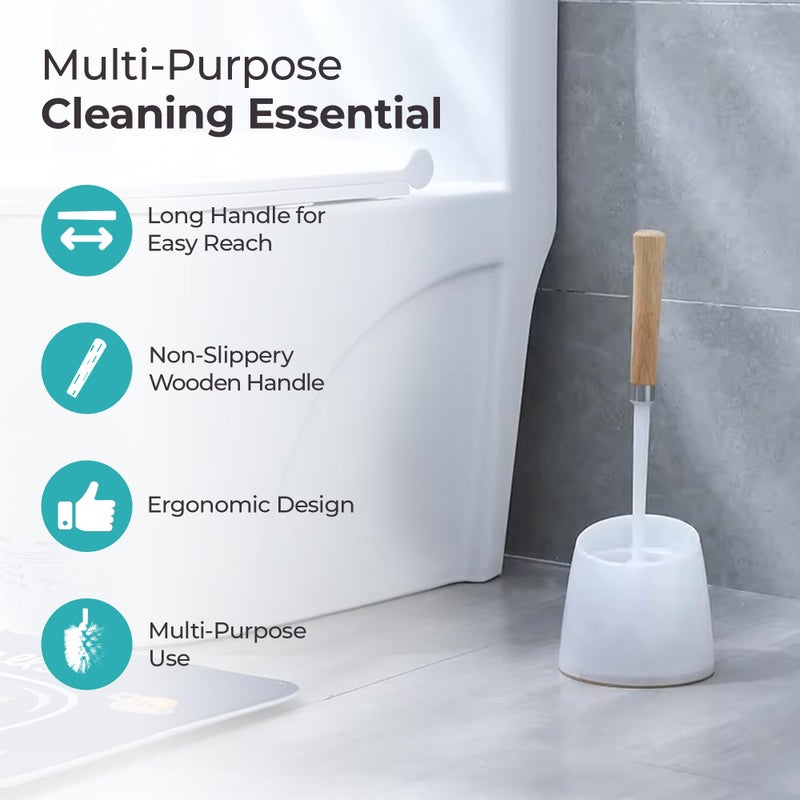 The Better Home Wood Wooden Toilet Brush With Holder Stand Premium Toilet Cleaner Brush Cleaning Brush For Bathroom Sleek Toilet Brush - Image 2