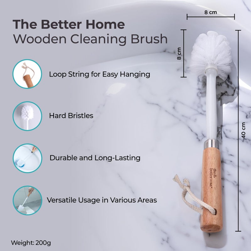 The Better Home Wood Wooden Toilet Brush With Holder Stand Premium Toilet Cleaner Brush Cleaning Brush For Bathroom Sleek Toilet Brush - Image 3