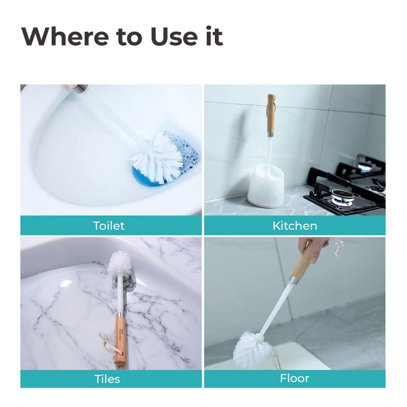 The Better Home Wood Wooden Toilet Brush With Holder Stand Premium Toilet Cleaner Brush Cleaning Brush For Bathroom Sleek Toilet Brush - Image 4