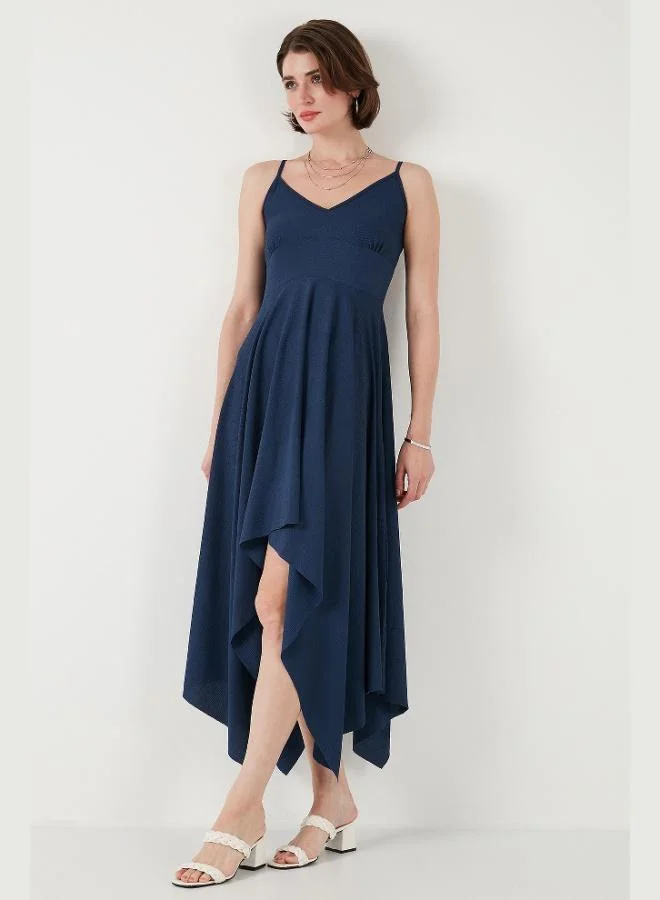 Lela  Lela Asymmetrical Cut Regular Fit Midi Length Strappy V-Neck Dress Women's Dress 5866131 for Women | Best Price UAE