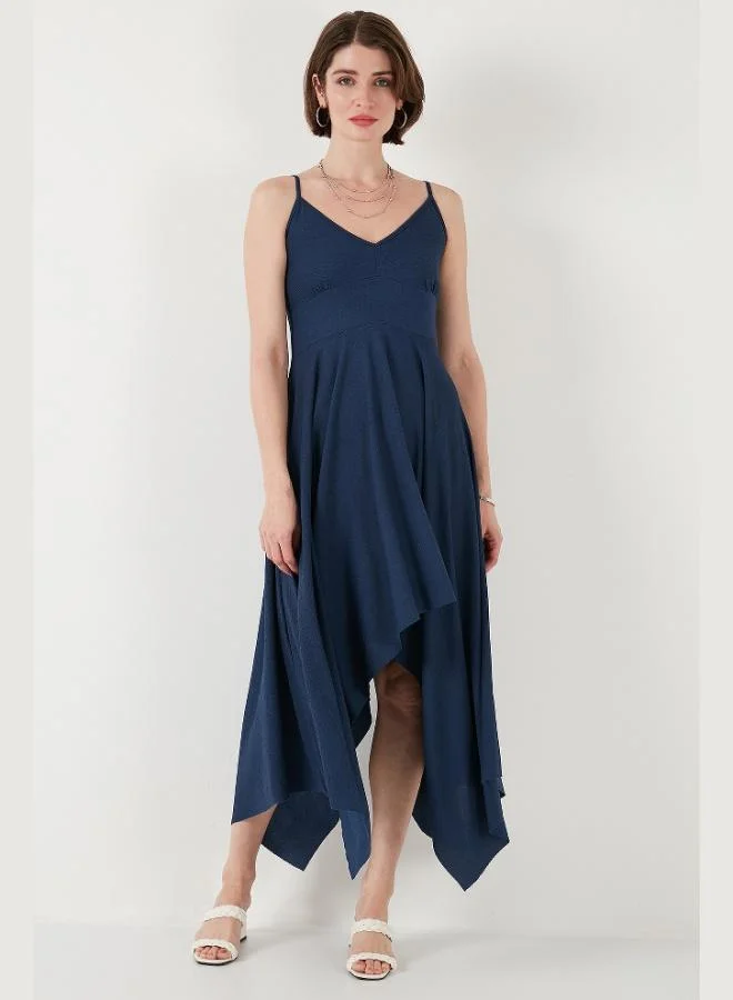 Lela  Lela Asymmetrical Cut Regular Fit Midi Length Strappy V-Neck Dress Women's Dress 5866131 for Women | Best Price UAE