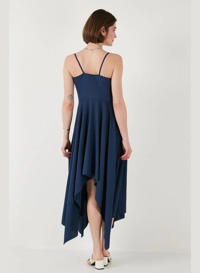 Lela  Lela Asymmetrical Cut Regular Fit Midi Length Strappy V-Neck Dress Women's Dress 5866131 for Women | Best Price UAE