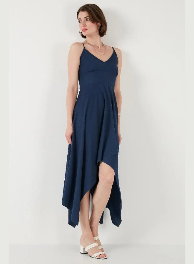 Lela  Lela Asymmetrical Cut Regular Fit Midi Length Strappy V-Neck Dress Women's Dress 5866131 for Women | Best Price UAE
