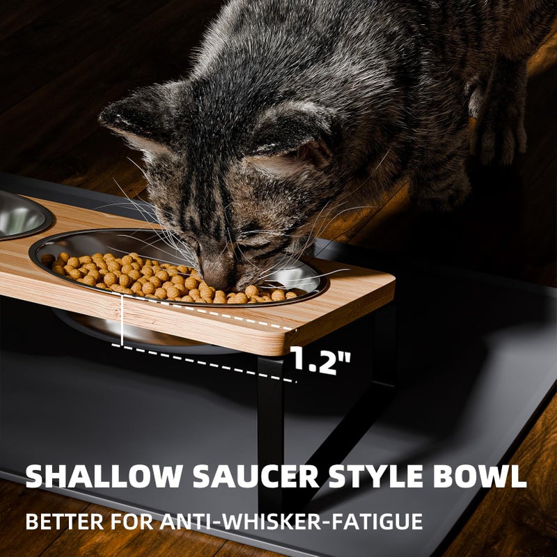 Summark Elevated Whisker Friendly Cat Bowls, 15 Tilted Stand Anti Vomiting Raised Dishes for Food and Water, Stainless Steel Bowls for Cats and Puppy - Image 2