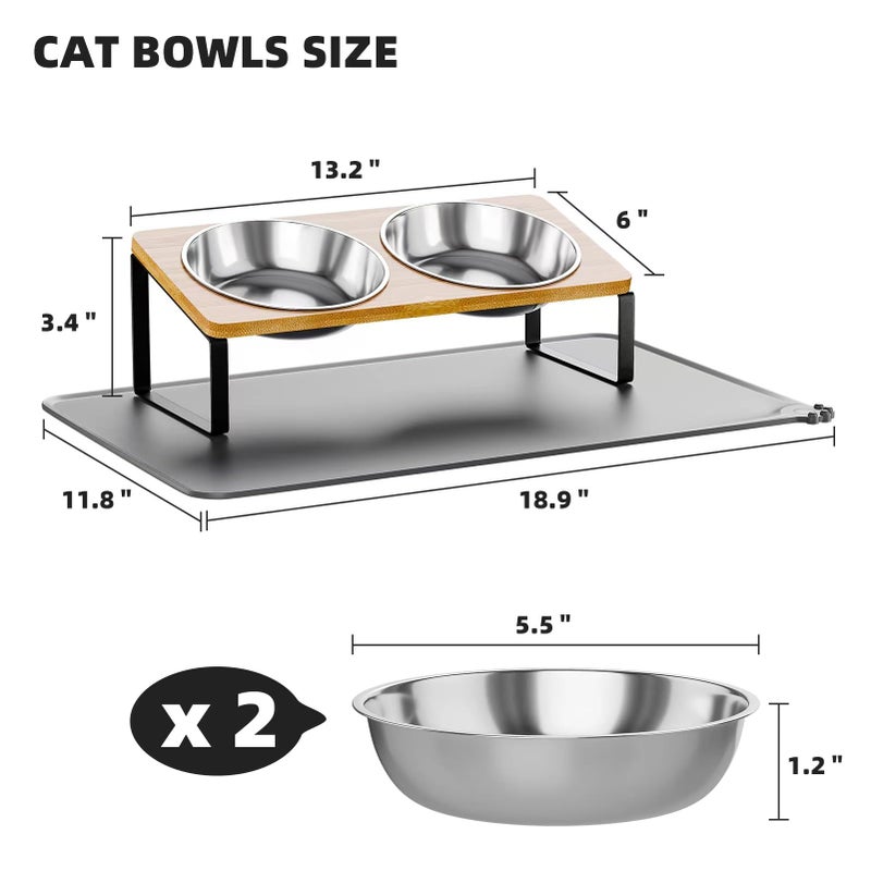 Summark Elevated Whisker Friendly Cat Bowls, 15 Tilted Stand Anti Vomiting Raised Dishes for Food and Water, Stainless Steel Bowls for Cats and Puppy - Image 5