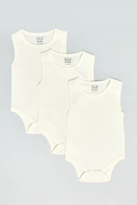 R&B 3 Pack Solid Sleeveless Bodysuits