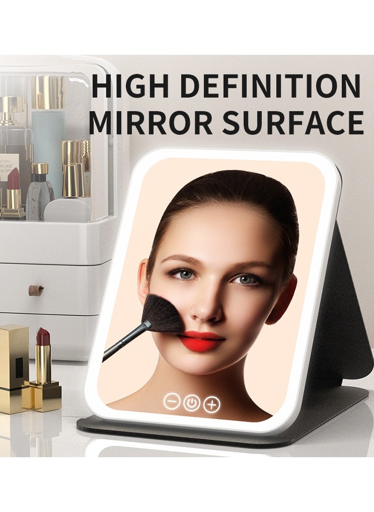 Generic Travel LED Mirrors, Foldable Desk Mirrors with Light, Touch Control Dimmable, 3 Color Temperatures Makeup, Portable Makeup Mirrors, USB Rechargeable Makeup, LED Touch Control Mirrors(white)  - Image 2