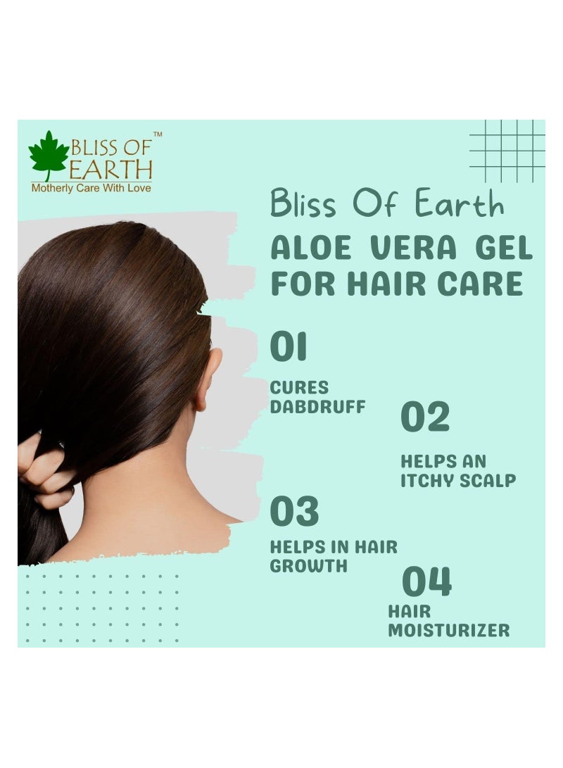 BLISS OF EARTH 99% Pure Crystal Clear Aloe Vera Gel For Face and Hair Acne and Pimples Paraben Free 1kg Pack of 2 - Image 3