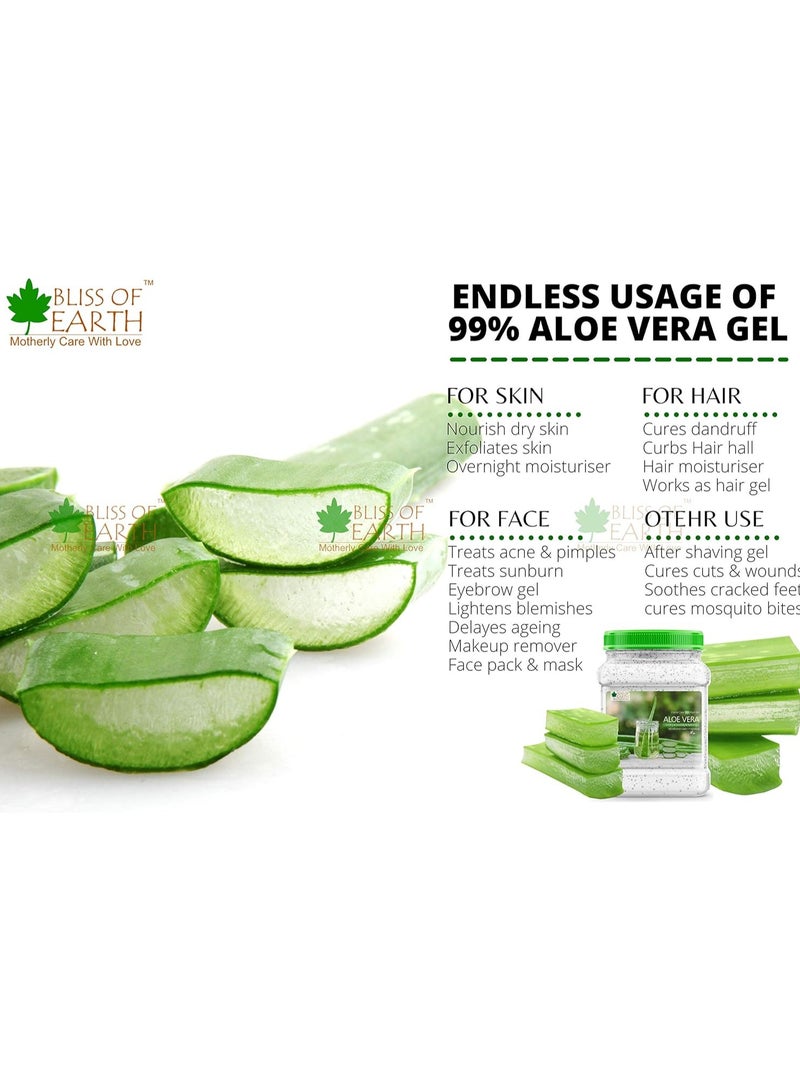 BLISS OF EARTH 99% Pure Crystal Clear Aloe Vera Gel For Face and Hair Acne and Pimples Paraben Free 1kg Pack of 2 - Image 5