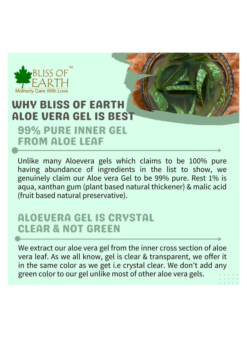 BLISS OF EARTH 99% Pure Crystal Clear Aloe Vera Gel For Face and Hair Acne and Pimples Paraben Free 1kg Pack of 2 - Image 4