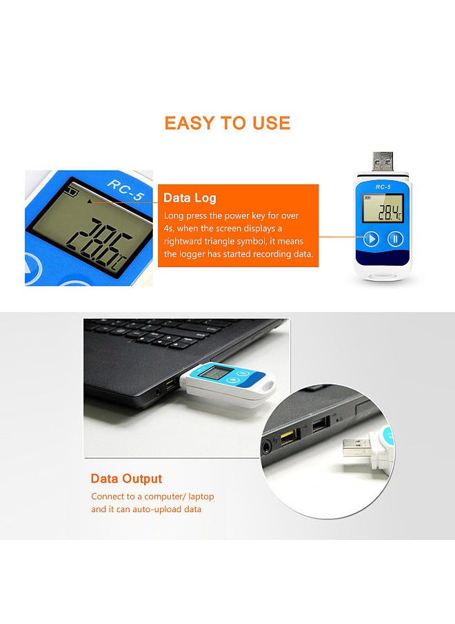 Generic - Temperature Data Logger High Accuracy USB Data Recorder 32000 Points LCD Display IP67 Waterproof Industrial Data Loggers for Cold Chain Transportation - Image 1