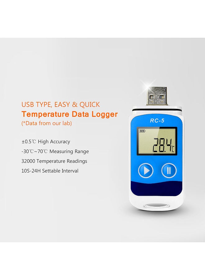 Generic - Temperature Data Logger High Accuracy USB Data Recorder 32000 Points LCD Display IP67 Waterproof Industrial Data Loggers for Cold Chain Transportation - Image 1