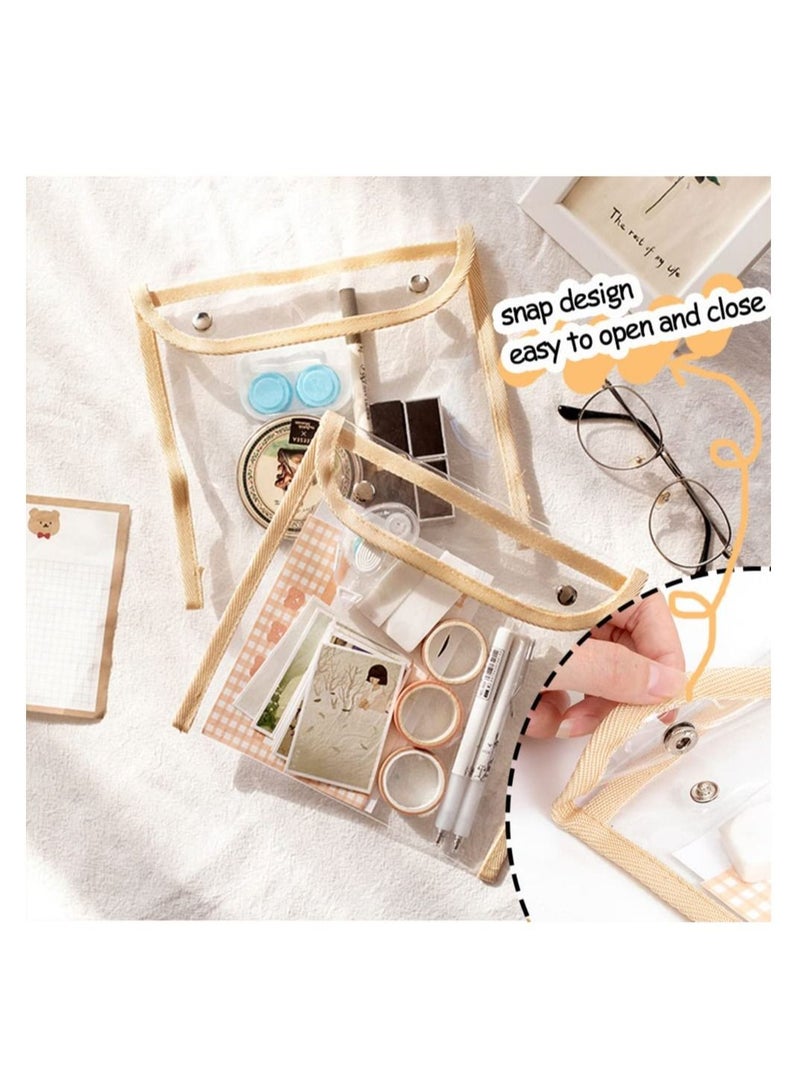 Loquat 2 Pack Transparent Pencil Stationery Storage Bag, Large Capacity Student PVC Snap File Bag, Multipurpose Travel Marker Bags for Office Supplies Accessories - Image 3