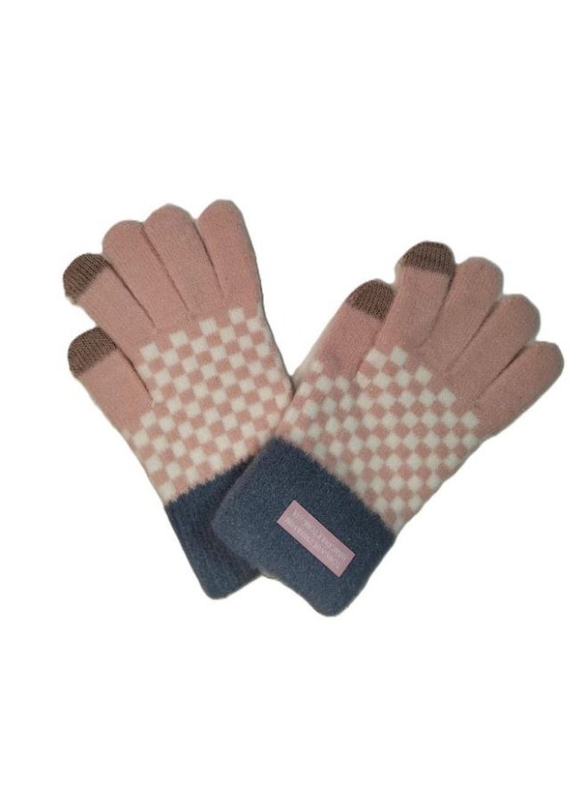 Winter Touchscreen Gloves - Pink & blue