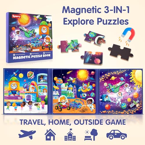 SYNARRY Magnetic Puzzles for Toddlers 35 Space Planets Solar System Travel Puzzles for Kids Ages 46 Easter Basket Stuffers Gifts for Kids Car Airplane Road Trip Activities Magnet Games Toy - Image 5