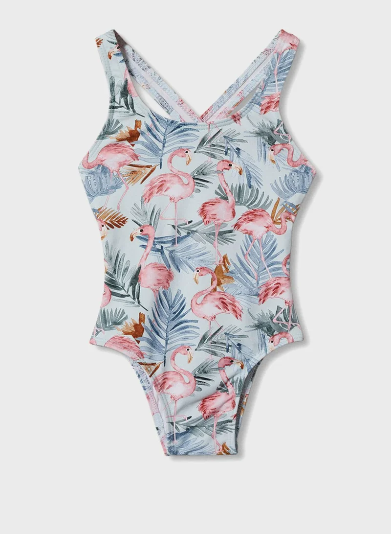 MANGO Infant Flamingo Print Swimsuit